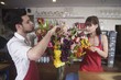 Floriste work on flower arrangement