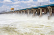 Reset of water at hydroelectric power station on the river Reset of water at hydroelectric power station on the river