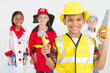 Photo: cute little children in career uniforms cute little children in career uniforms