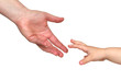 two hands, mother reaching for son