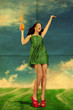 beauty young woman with orange juice