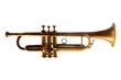 Vintage golden trumpet isolated on white background
