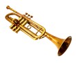 Vintage golden trumpet isolated on white background