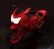 Prototipo moto rossa su sfondo scuo