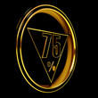 Gold metal seventy-five Percent on black