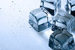 abstract backgrounds with ice cubes over wet glass
