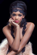 Beauty shot of a young beautiful model, isolated on black