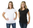 Young angry women with blank shirts Young angry women with blank shirts