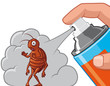 Spraying  insecticide on cockroach