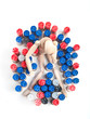 Foto: Man figure on top of fire cartridge pile Man figure on top of fire cartridge pile