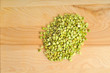 Split peas in a small pile on a cutting board