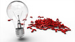 Lightbulb next to a pile of question marks Lightbulb next to a pile of question marks