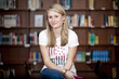 attractive student in university library