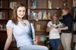 attractive student in university library