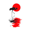silhouette of the crane on solar background silhouette of the crane on solar background