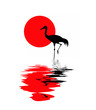 silhouette of the crane on solar background silhouette of the crane on solar background