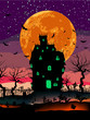 Grungy Halloween with haunted house. EPS 8