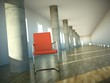 3d Rendering Tunnel mit rotem Stuhl