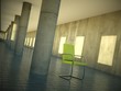 3d Rendering Tunnel mit grünem Stuhl