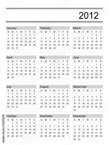Vector: calendar 2012 calendar 2012