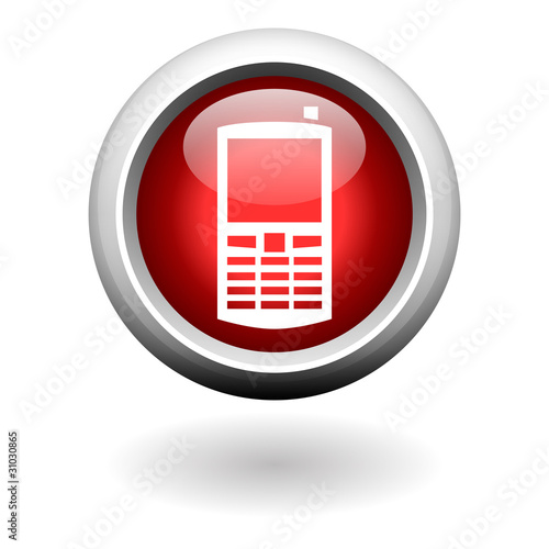 mobile phone symbol. Mobile Phone Icon on Red Round