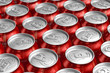 Illustration: Macro of metal cans with refreshing drinks Macro of metal cans with refreshing drinks