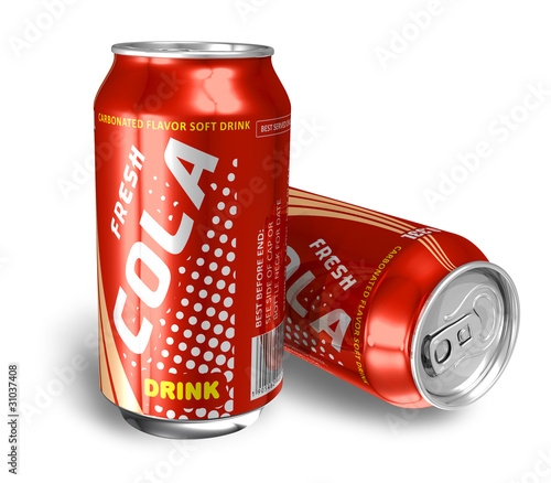 Illustration: Cola drinks in metal cans Cola drinks in metal cans