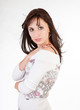 beautiful brunette model poses