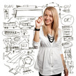businesswoman writting something businesswoman writting something