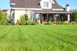 A new house with a garden in a rural area A new house with a garden in a rural area