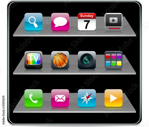 Vector: Square high-detailed icons. Square high-detailed icons.