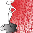 silhouette of a slender woman in a long dress