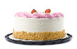 Pink and White Birthday Cake Isolated on White Pink and White Birthday Cake Isolated on White