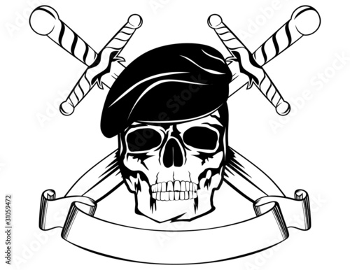 Vector: Skull in beret with the crossed daggers Skull in beret with the crossed daggers