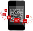 Smartphone QR Code 6 Red Icons Shopping