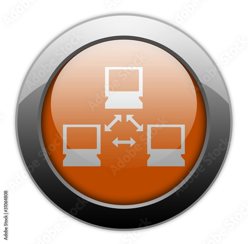 Illustration: Orange Metallic Orb Button "Network" Orange Metallic Orb Button "Network"