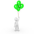 Man holding green balloons Man holding green balloons