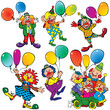 Funny clowns with balloons on a white background. Funny clowns with balloons on a white background.