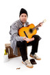 male homeless tramp over white background
