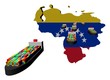 Venezuela map flag with container ships illustration