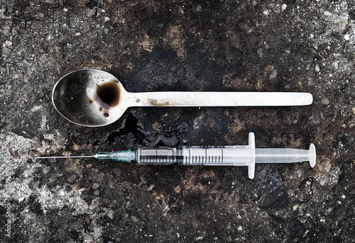 Photo: Syringe and spoon Syringe and spoon