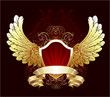 red shield with golden wings