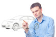 Men drawing a car Men drawing a car