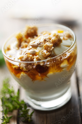 Photo: yogurt with honey and muesli yogurt with honey and muesli