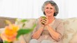 Vídeo: Retired woman drinking her tea Retired woman drinking her tea