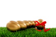 Easter golden eggs on fresh grass Easter golden eggs on fresh grass