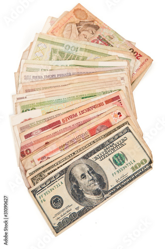 Photo: Banknotes of different countries. Banknotes of different countries.