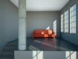 3d Rendering rotes Sofa im Loft