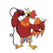 Rooster With Glass Of Wine