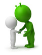 3d small people - hand shake of the alien